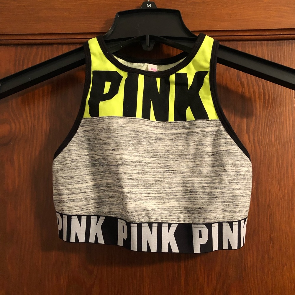 NWOT high neck racer back PINK VS cropped sports bra